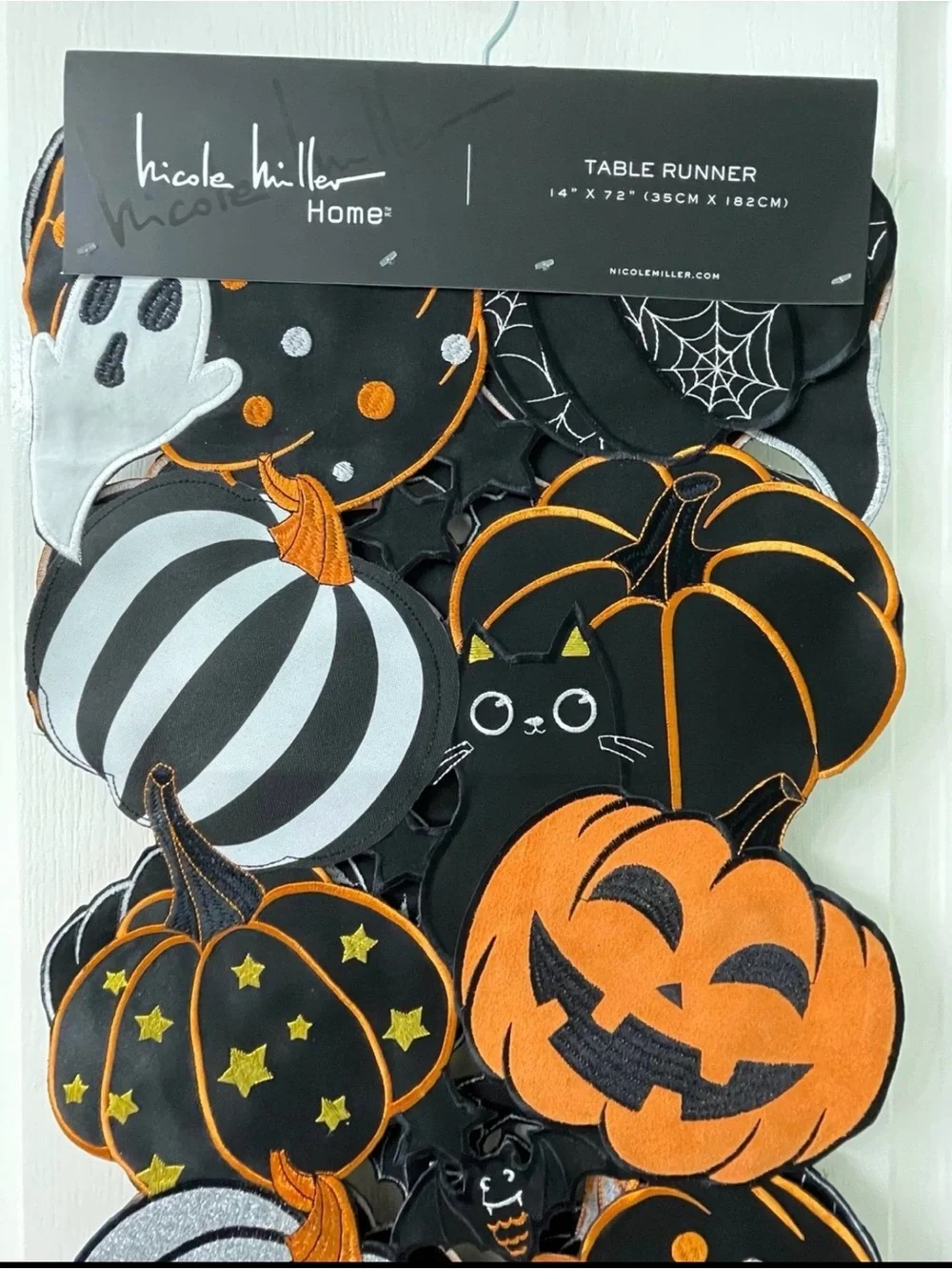 Halloween Nicole Miller Hidden Cat Table Runner